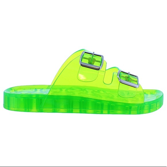 Green Jelly Slides Liliana Green Jelly Sandals - Picture 2 of 3